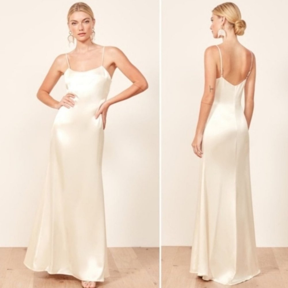 BNWT Reformation Silk Minerva Ivory Gown